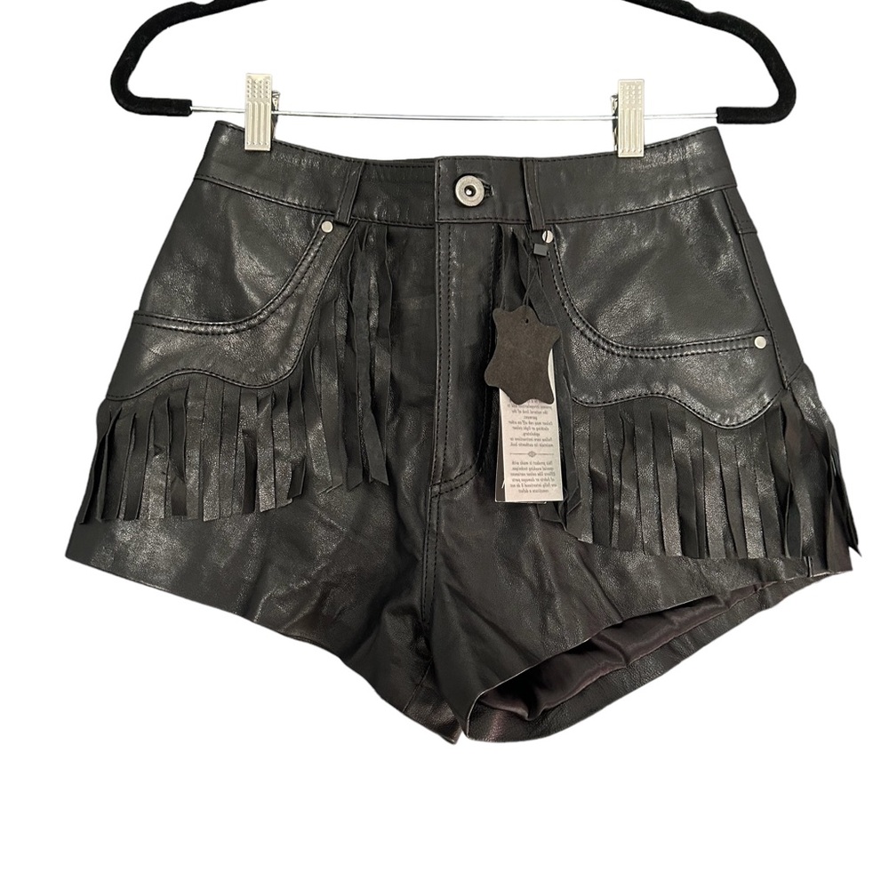 Nasty Gal Genuine Leather Icon Fringe Shorts | Western Cowboy Festival NWT